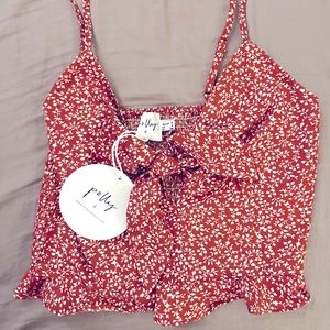 Princess Polly red and white floral top | Size US 4